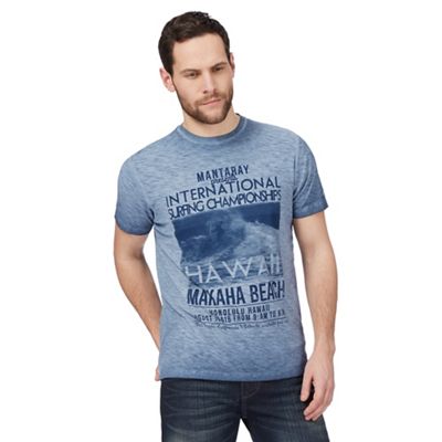 Big and tall blue washed printed t-shirt